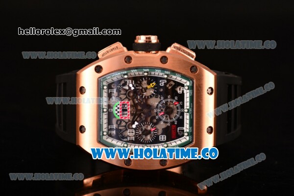 Richard Mille RM005 FM Asia Automatic Rose Gold Case with Skeleton Dial and Green Inner Bezel - Click Image to Close